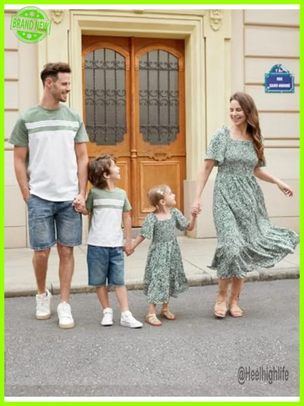 Ditsy Floral Beach Vacation Photo Dresses and T-Shirts Matching Sets